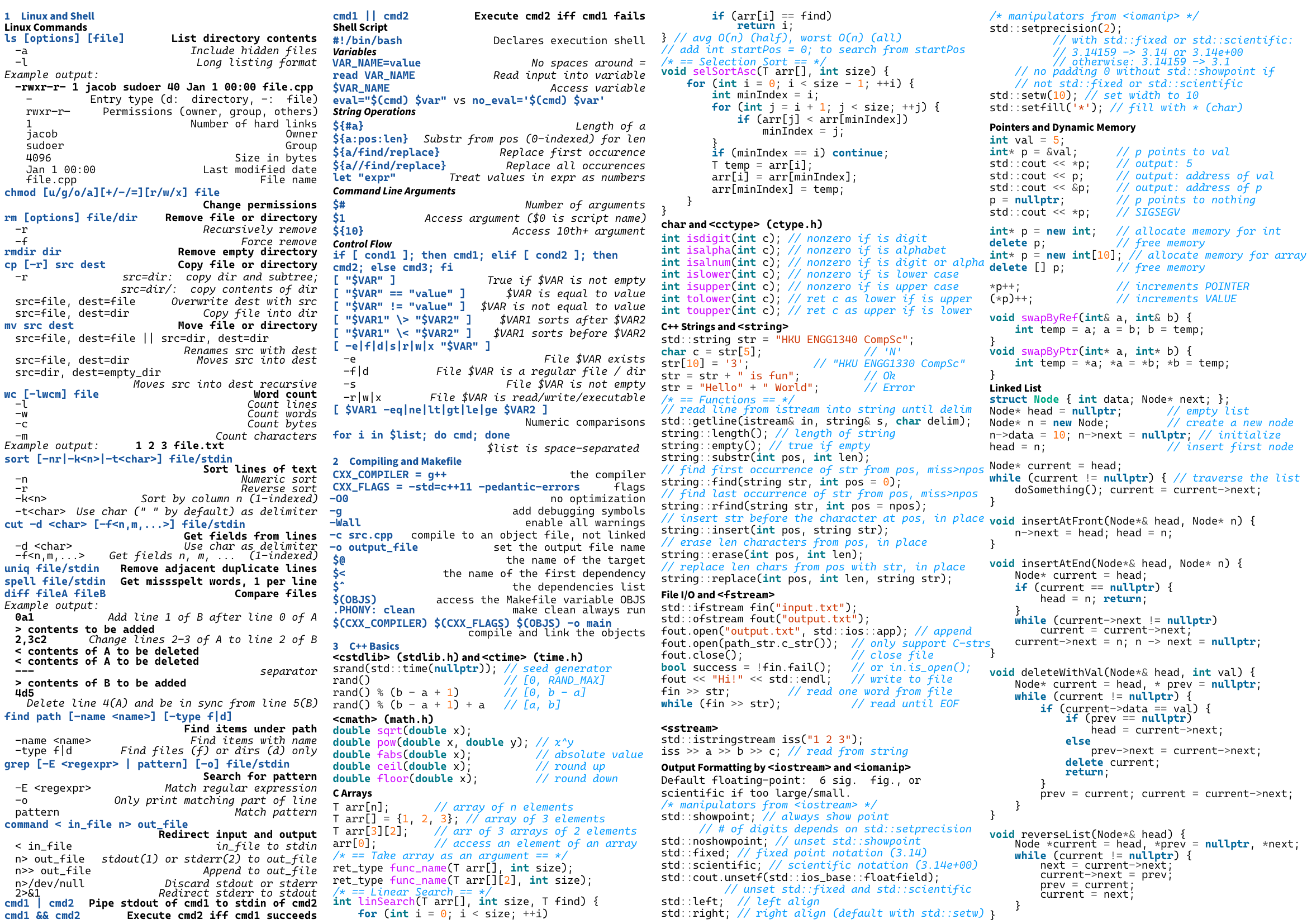 Page 1 of COMP2113-Cheatsheet