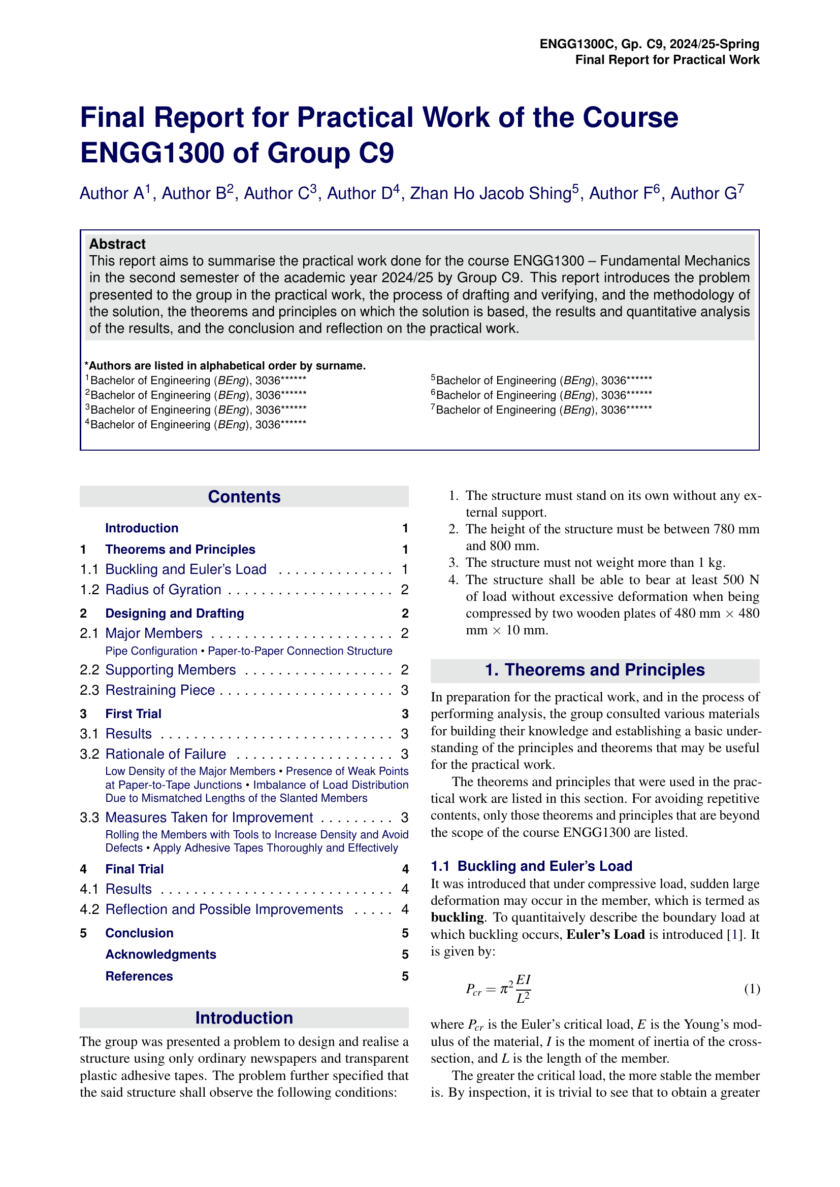 Page 1 of ENGG1300-Practical-Work-Report